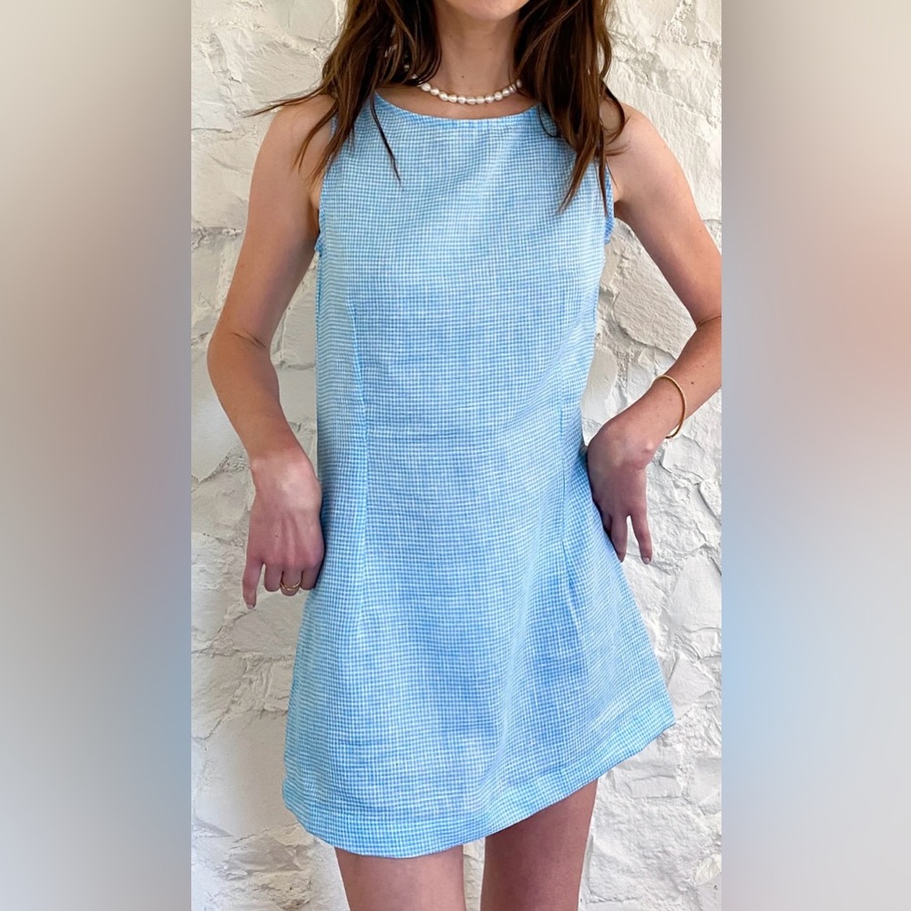 Scout Blue Gingham Linen Mini Dress